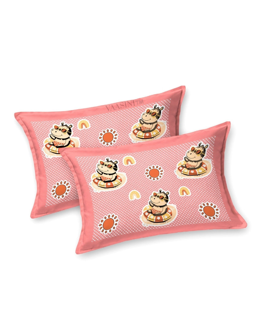 Summer Hippo Bubblegum Pink Kids Bedsheet