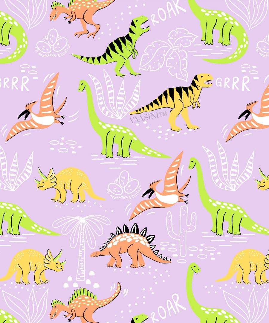 Dino Roar Pastel Lavender Kids Bedsheet