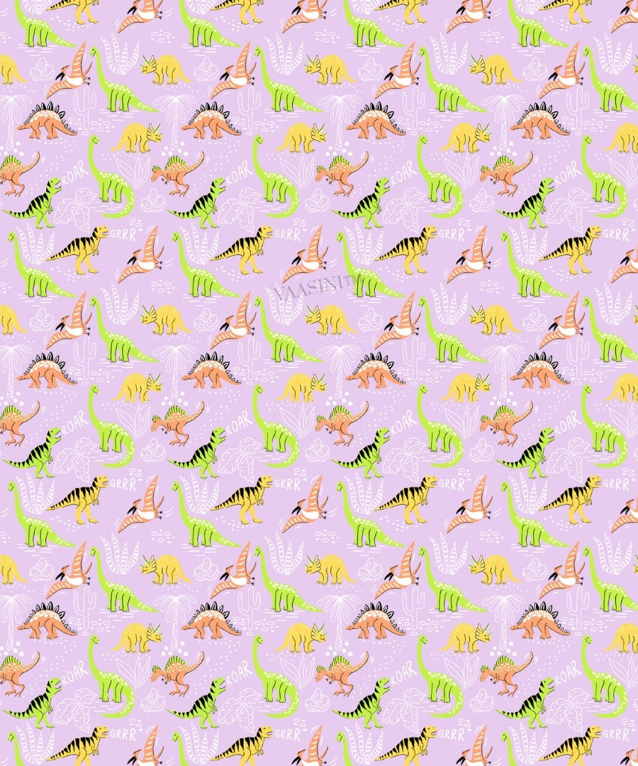 Dino Roar Pastel Lavender Kids Bedsheet