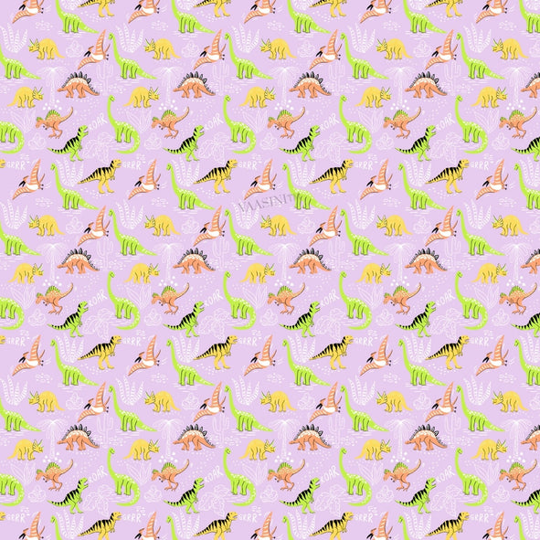 Dino Roar Pastel Lavender Kids Bedsheet