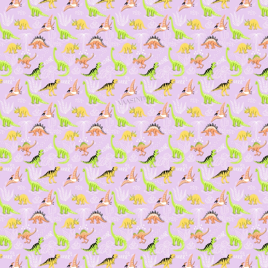 Dino Roar Pastel Lavender Kids Bedsheet