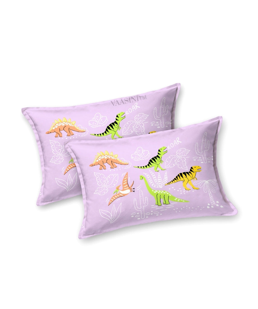Dino Roar Pastel Lavender Kids Bedsheet