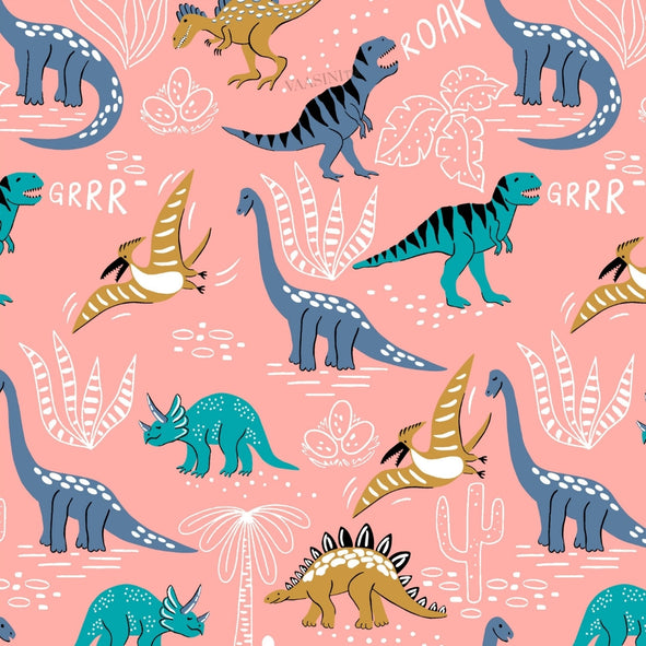 Dino Roar Coral Peach Kids Bedsheet