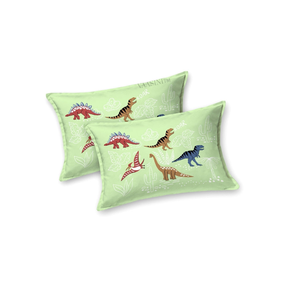 Dino Roar Sage Green Kids Bedsheet