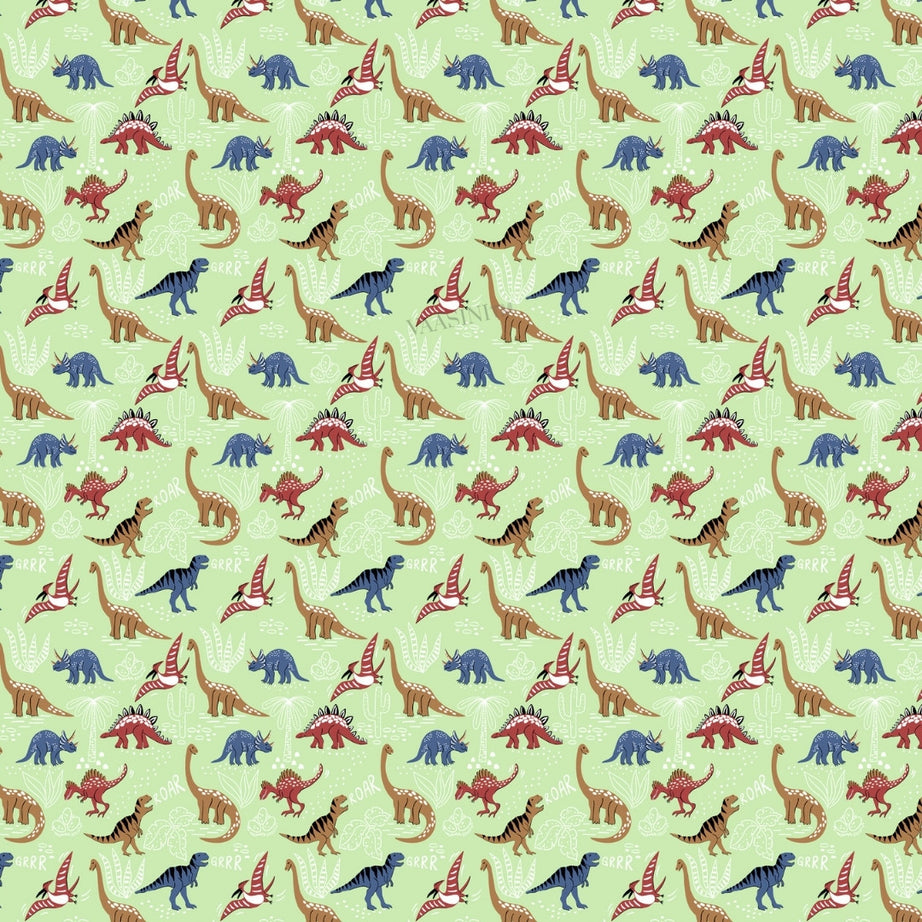 Dino Roar Sage Green Kids Bedsheet