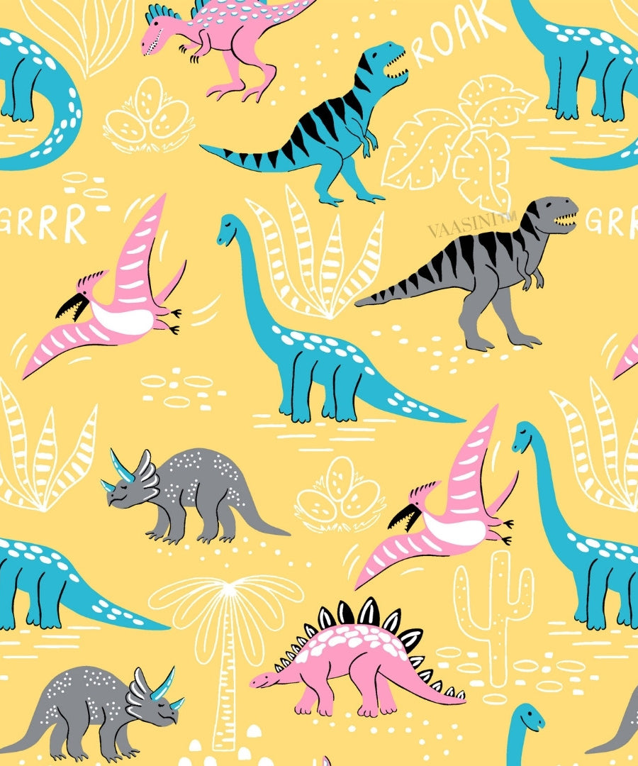 Dino Roar Plush Yellow Kids Bedsheet