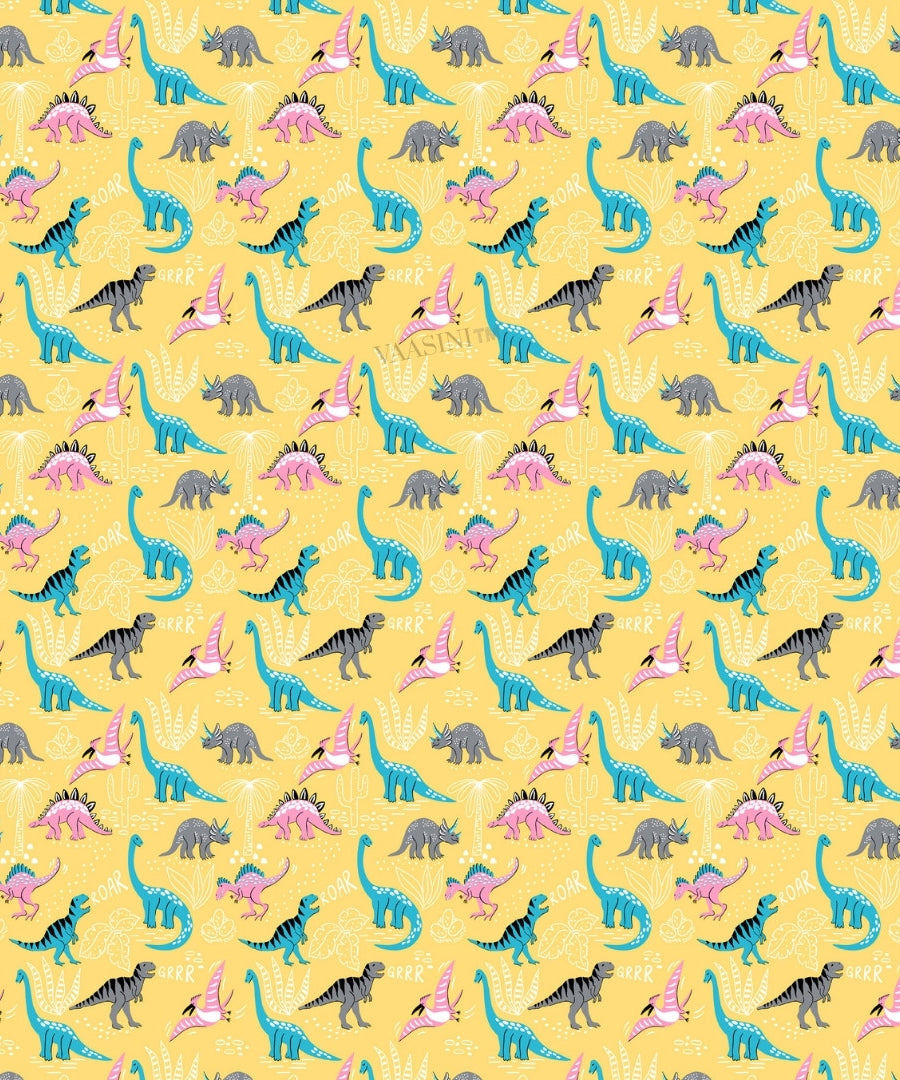 Dino Roar Plush Yellow Kids Bedsheet