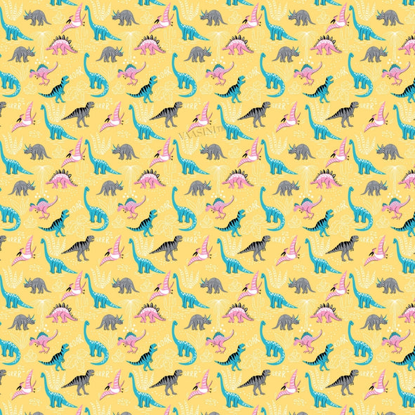 Dino Roar Plush Yellow Kids Bedsheet