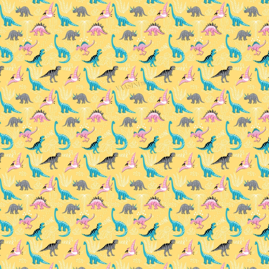 Dino Roar Plush Yellow Kids Bedsheet