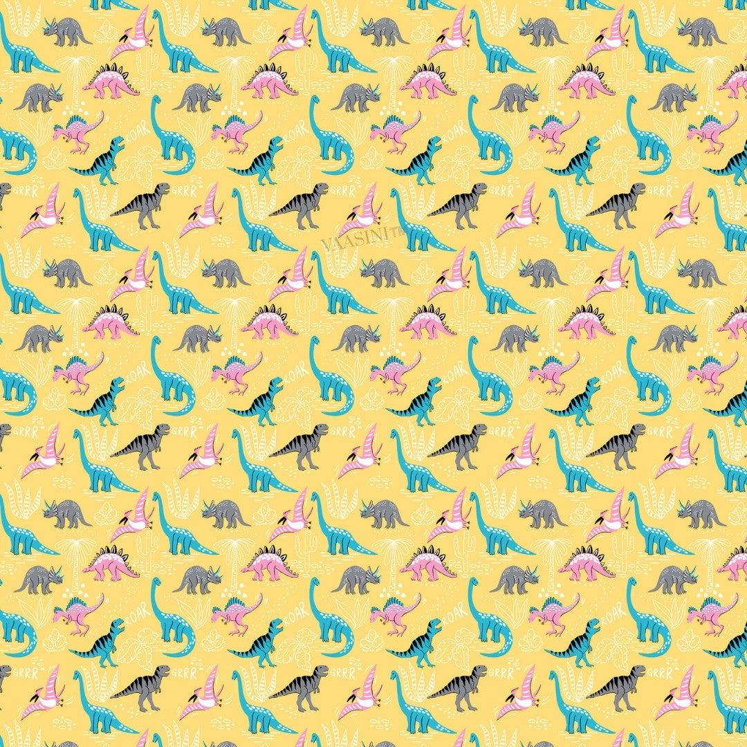 Dino Roar Plush Yellow Kids Bedsheet