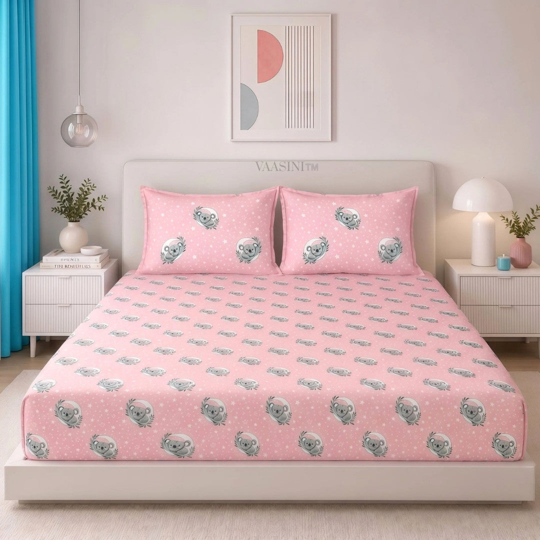Space Astronaut Blush Pink Kids Bedsheet