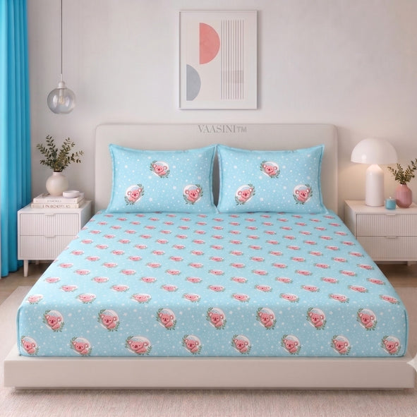 Space Astronaut Sky Blue Kids Bedsheet