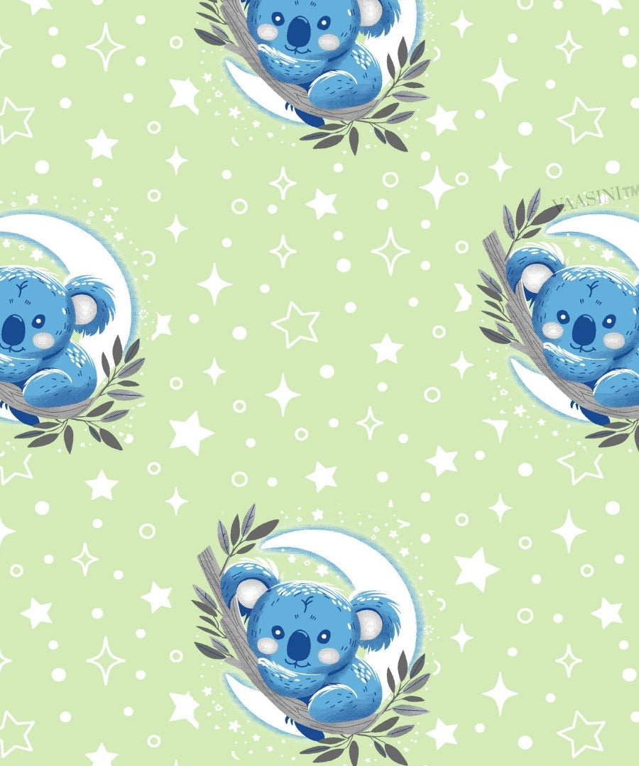 Space Astronaut Creamy Green Kids Bedsheet