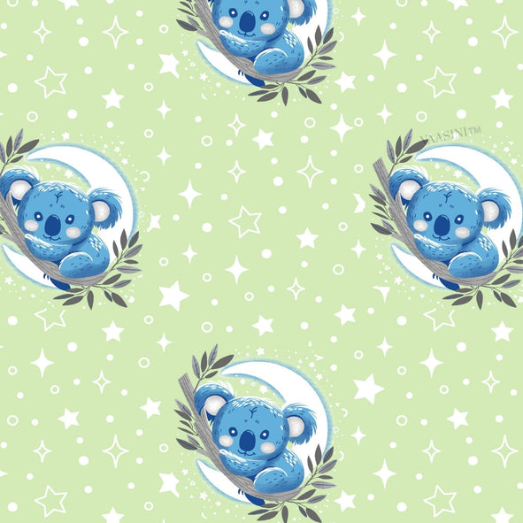 Space Astronaut Creamy Green Kids Bedsheet