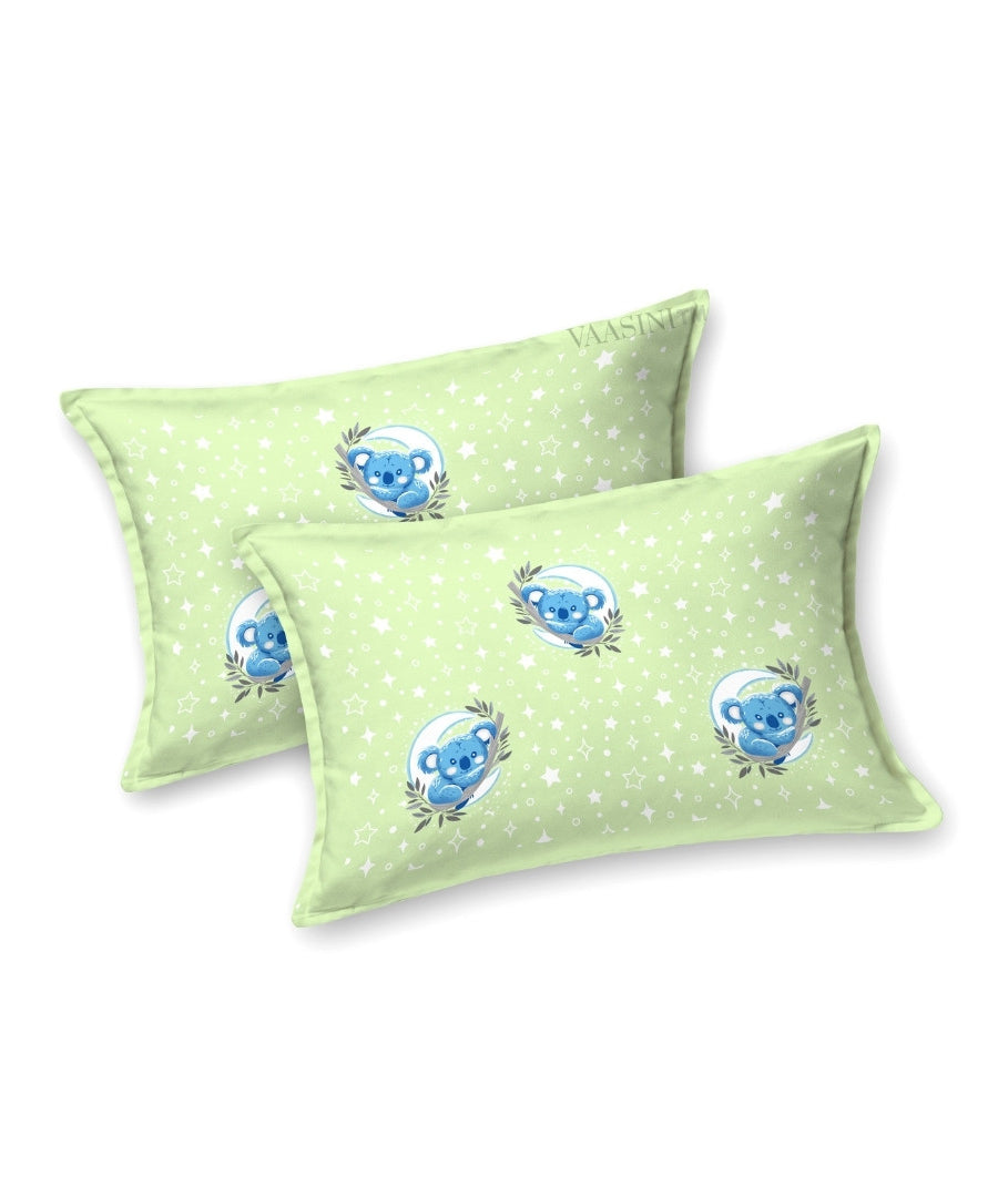 Space Astronaut Creamy Green Kids Bedsheet