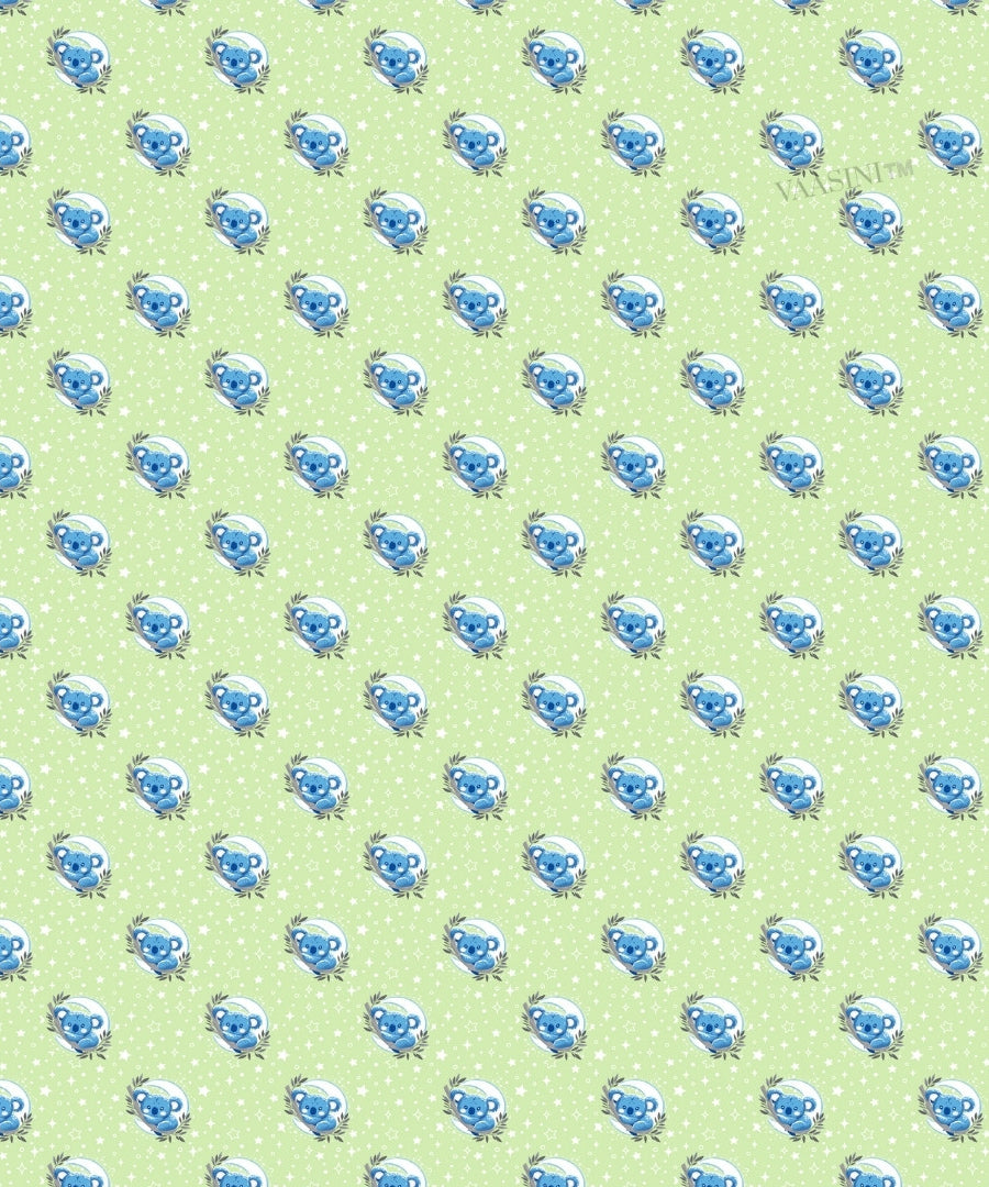 Space Astronaut Creamy Green Kids Bedsheet