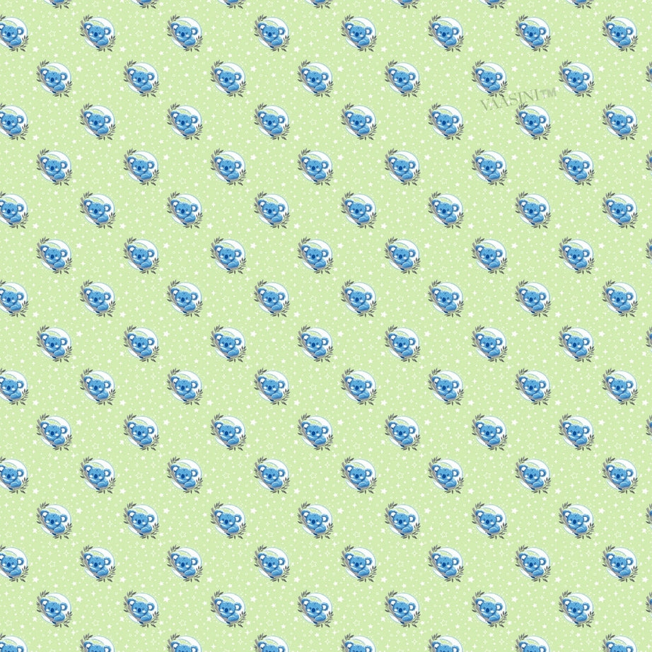 Space Astronaut Creamy Green Kids Bedsheet