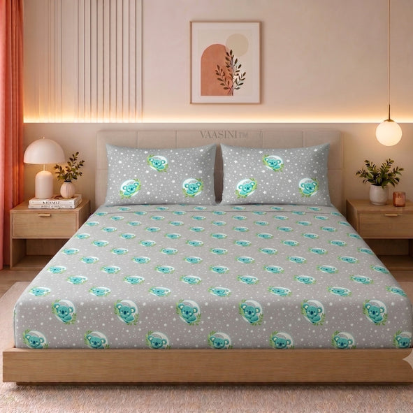 Space Astronaut Pale Grey Kids Bedsheet