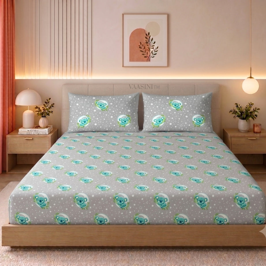 Space Astronaut Pale Grey Kids Bedsheet