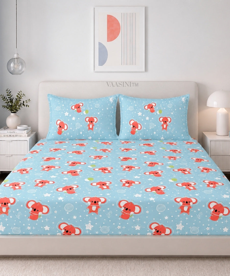 Dreamy Crescent Moon Soft Aqua Bedsheet