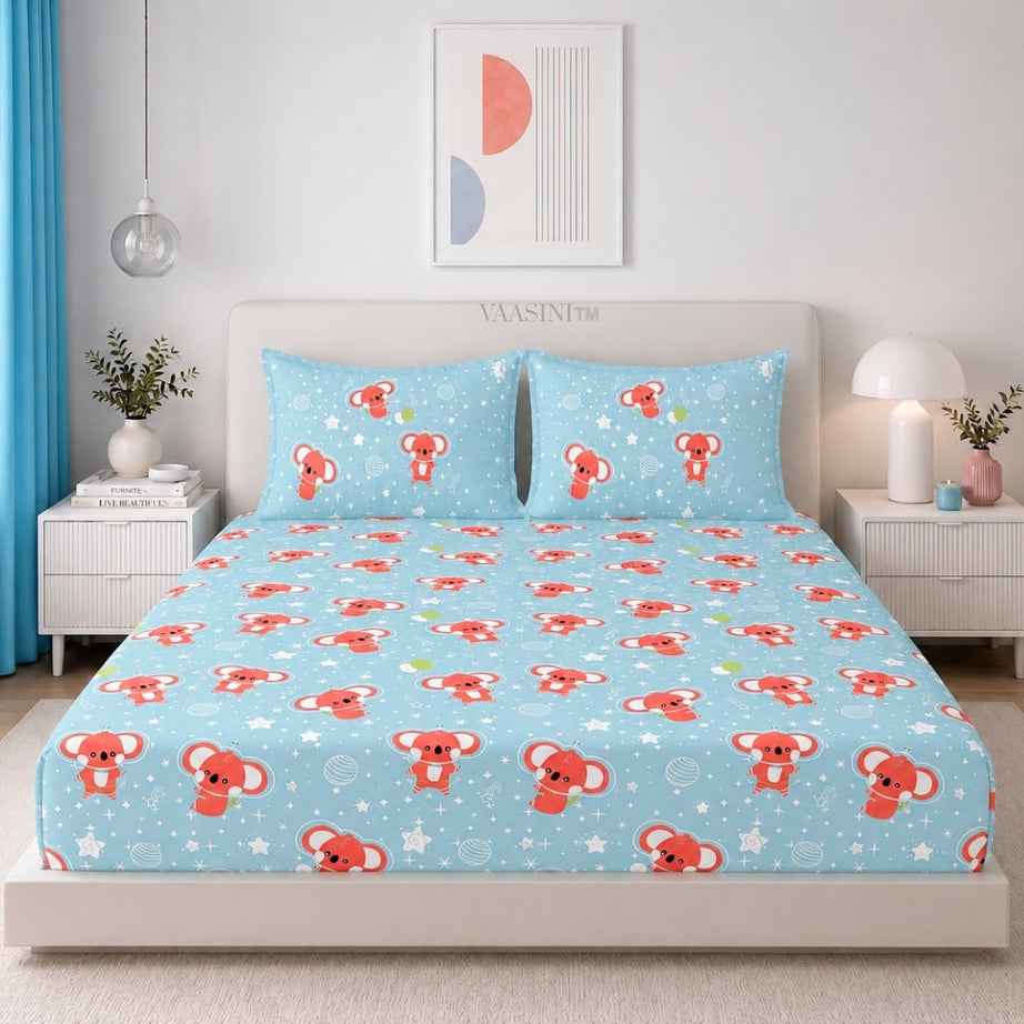 Dreamy Crescent Moon Soft Aqua Bedsheet