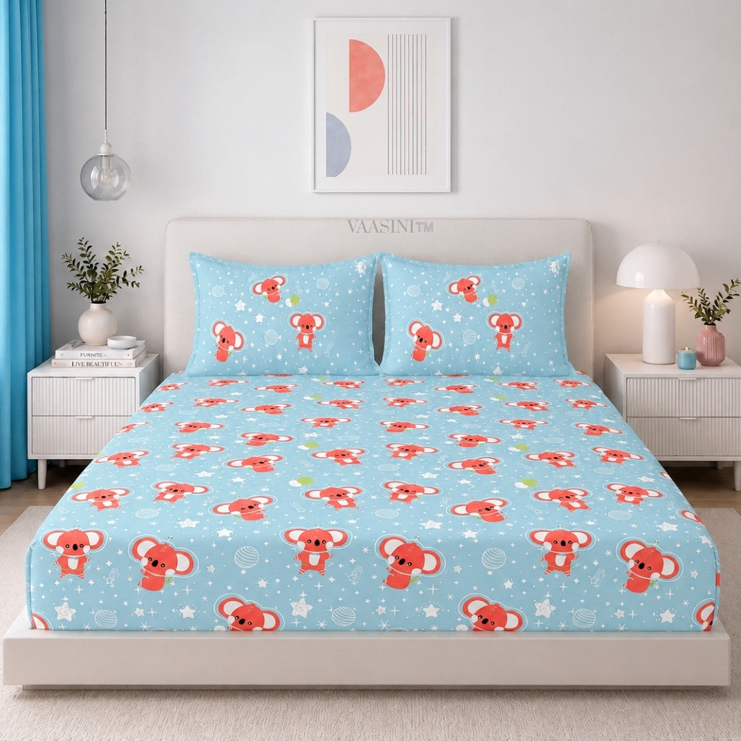 Dreamy Crescent Moon Soft Aqua Bedsheet