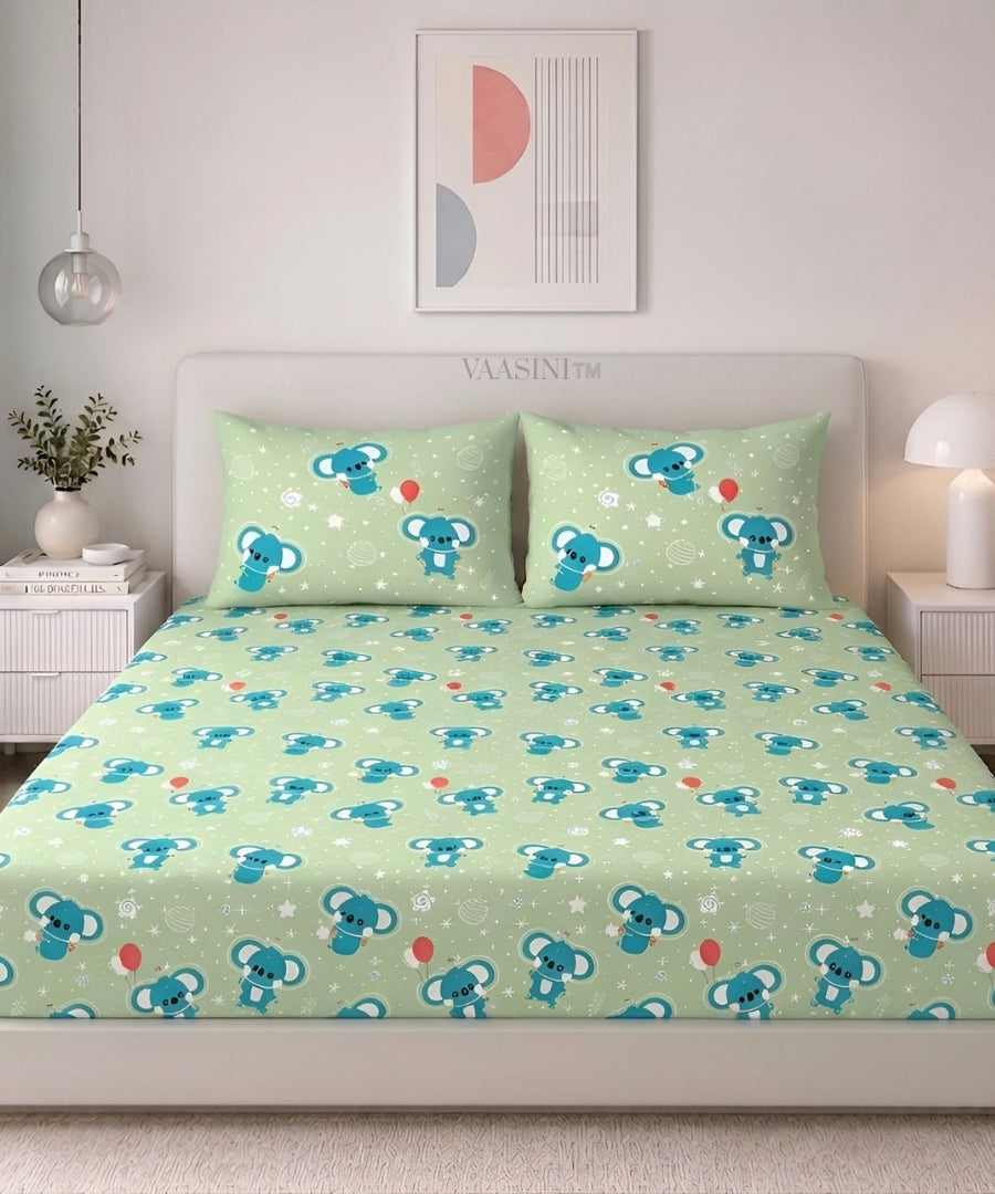 Dreamy Crescent Moon Creamy Green Bedsheet