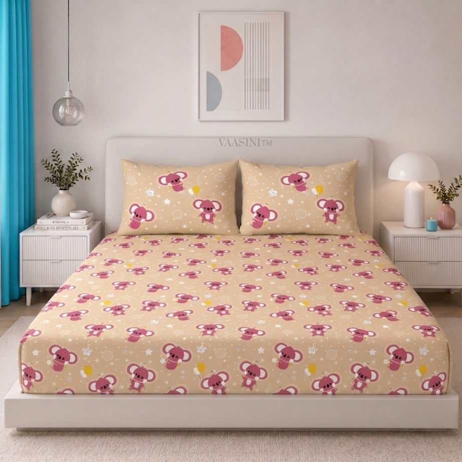 Dreamy Crescent Moon Powder Peach Bedsheet