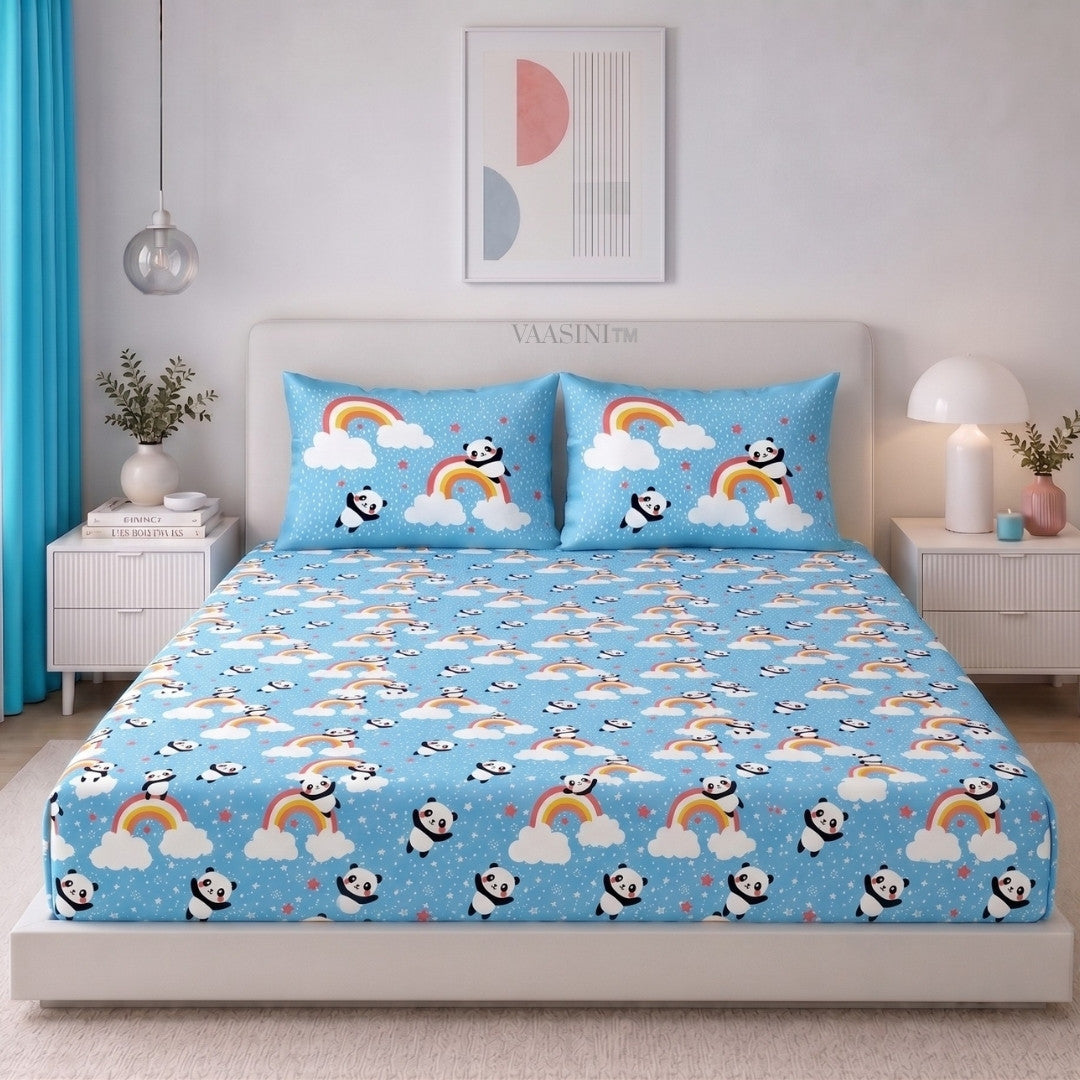 Coquette Bow Ribbon Pastel Blue Bedsheet
