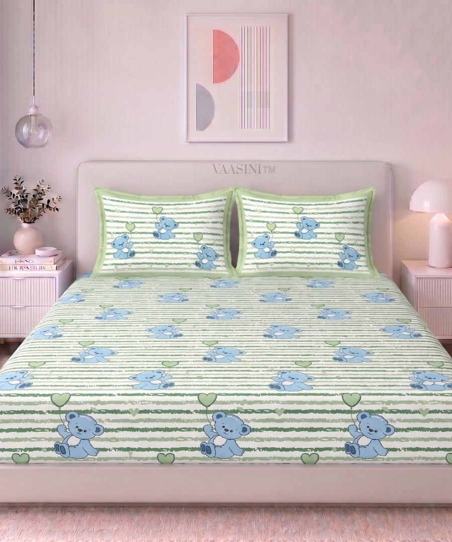 Ditsy Heart Sparkle Sage Green Bedsheet