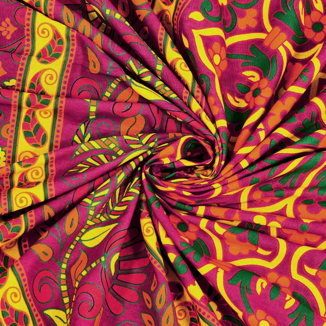 Royal Maroon Gold Heritage Mandala Print Pure Cotton Double Bedsheet with 2 Pillow Covers