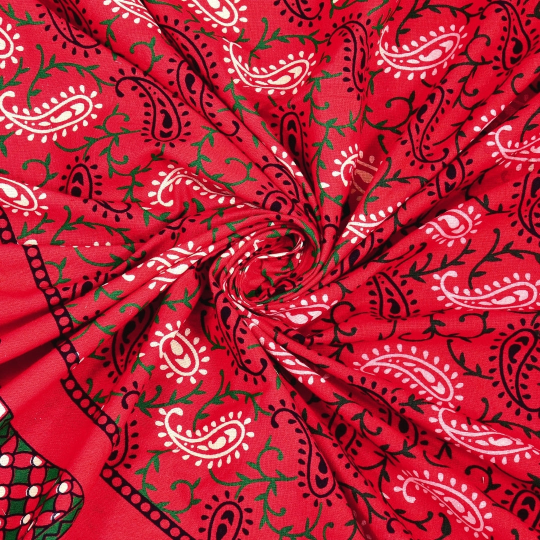 Regal Cherry Red Elephant Majestic Mandala Print Pure Cotton Double Bedsheet with 2 Pillow Covers