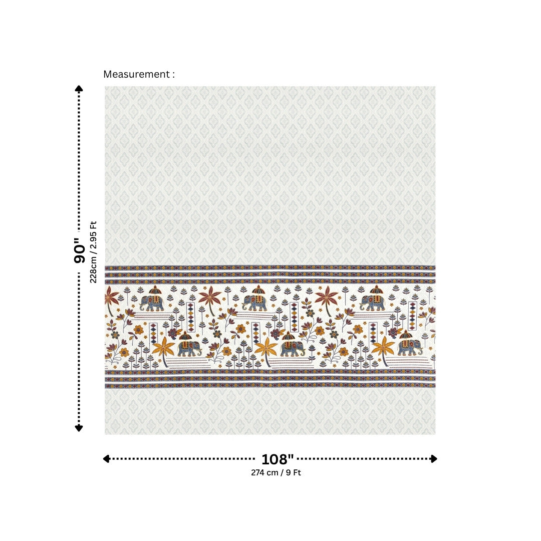 Grand Safari Navy & Sunset Orange Pure Cotton King Size Bedsheet