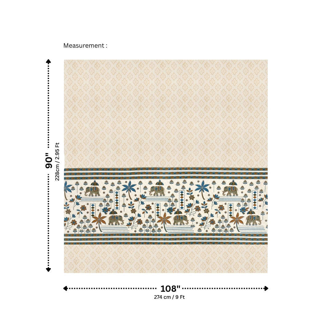 Grand Safari Teal & Desert Sand Pure Cotton King Size Bedsheet
