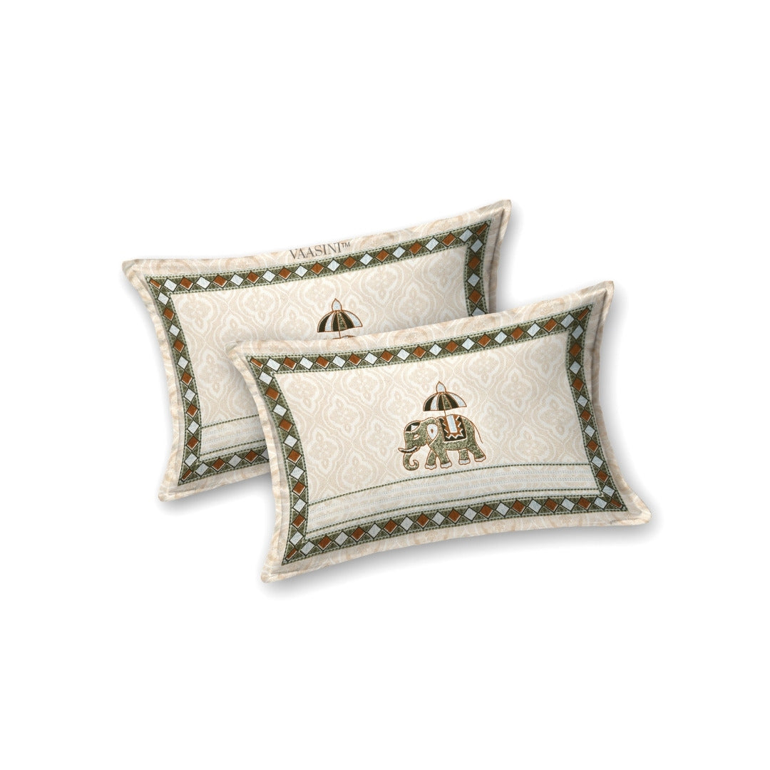 Grand Safari Teal & Desert Sand Pure Cotton King Size Bedsheet