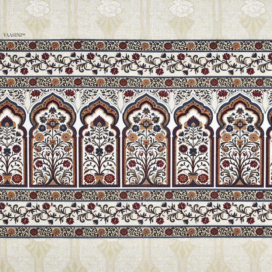 Classic Jharokha Rust & Charcoal Pure Cotton King Size Bedsheet