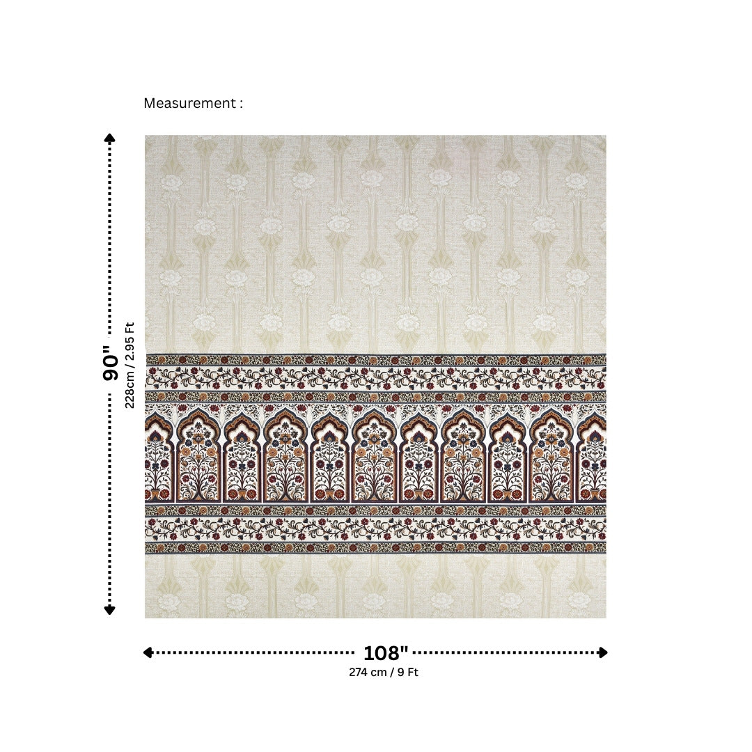 Classic Jharokha Rust & Charcoal Pure Cotton King Size Bedsheet