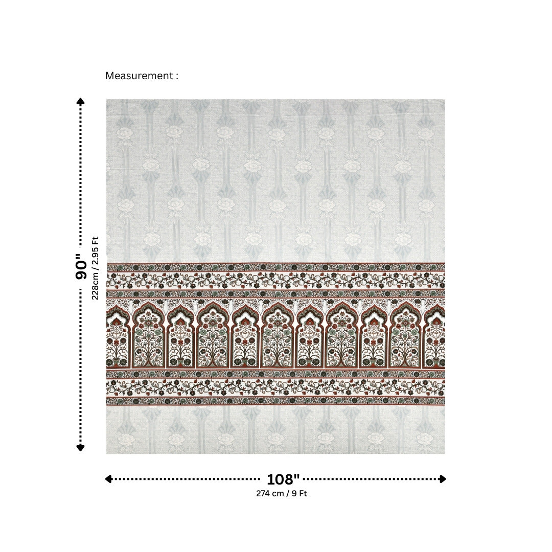 Classic Jharokha Deep Maroon & Olive Pure Cotton King Size Bedsheet