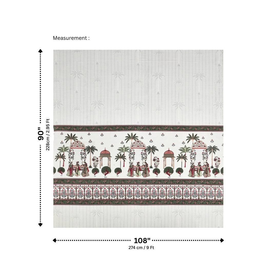 Golden Era Darbar Olive Green & Ruby Pure Cotton King Size Bedsheet