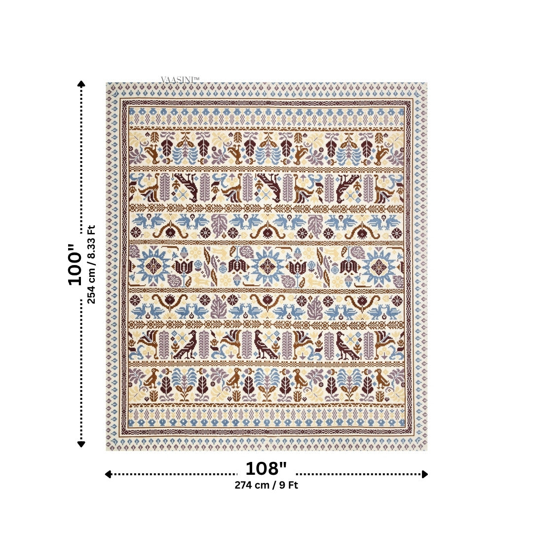 Royal Avian Terracotta & Indigo Pure Cotton King Size Bedsheet
