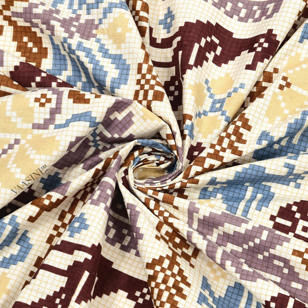 Royal Avian Terracotta & Indigo Pure Cotton King Size Bedsheet