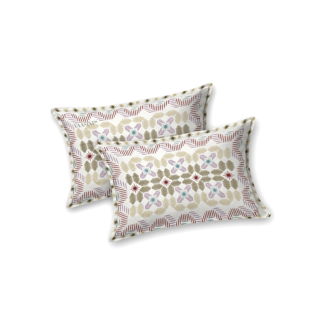 Pixelated Bloom Olive & Maroon Pure Cotton King Size Bedsheet