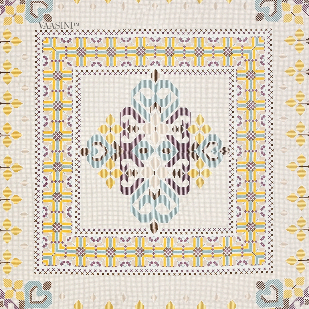 Tribal Frame Lavender & Gold Pure Cotton King Size Bedsheet
