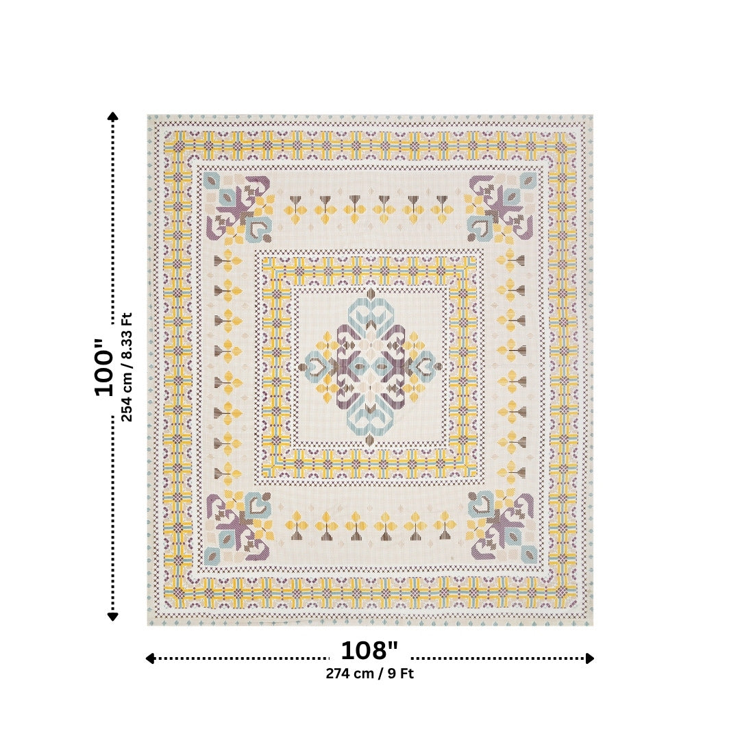 Tribal Frame Lavender & Gold Pure Cotton King Size Bedsheet