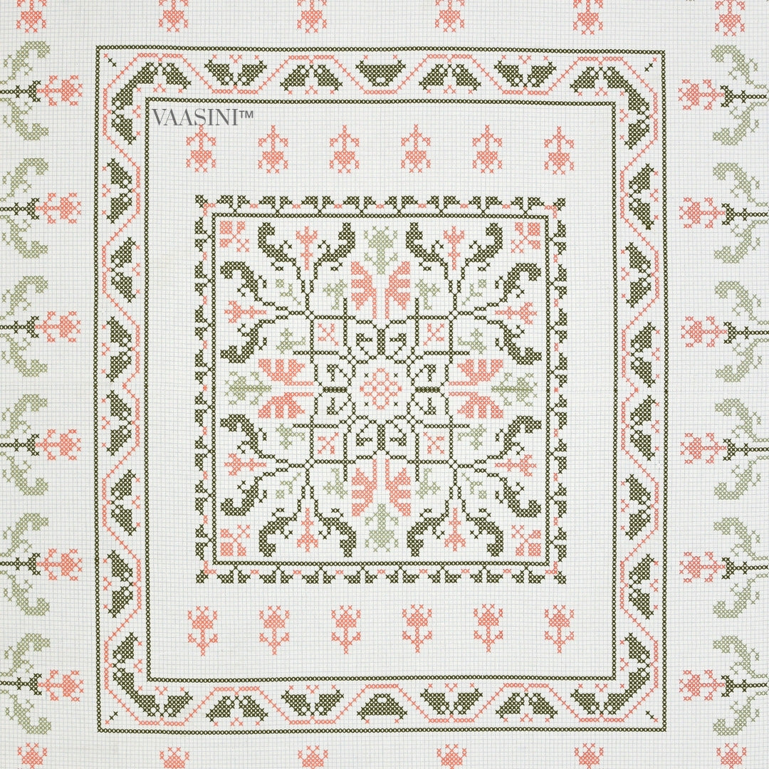 Regal Tulip Moss & Coral Pure Cotton King Size Bedsheet