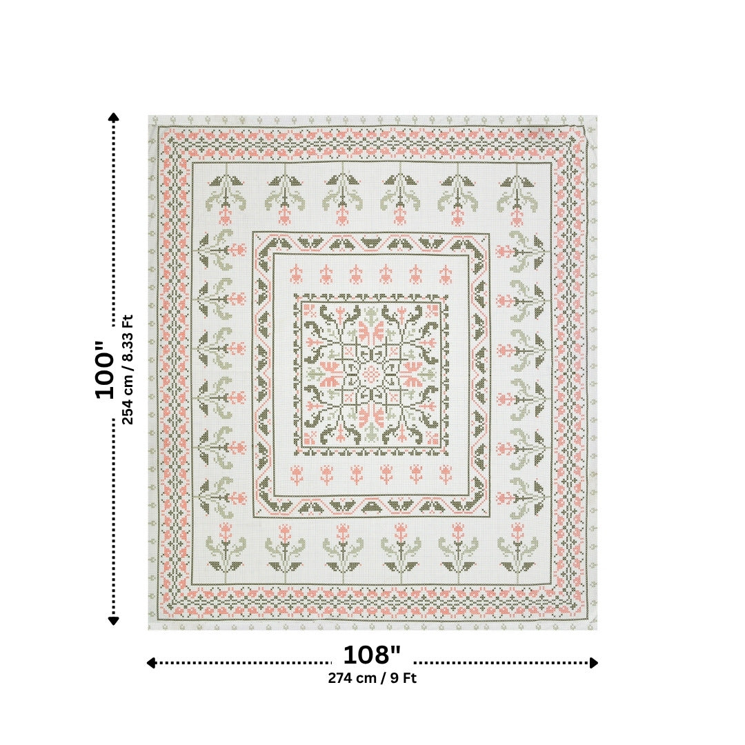 Regal Tulip Moss & Coral Pure Cotton King Size Bedsheet