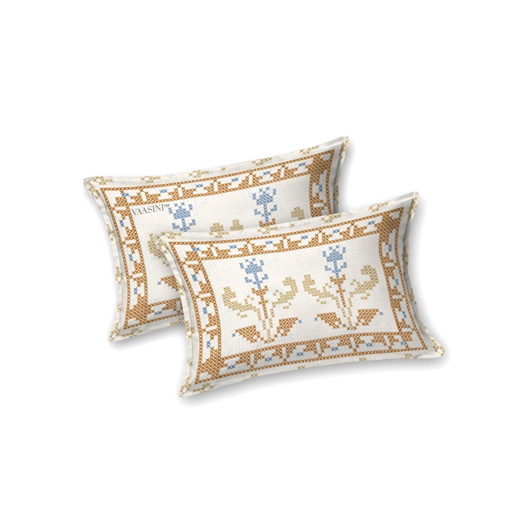 Regal Tulip Ocean & Mustard Pure Cotton King Size Bedsheet