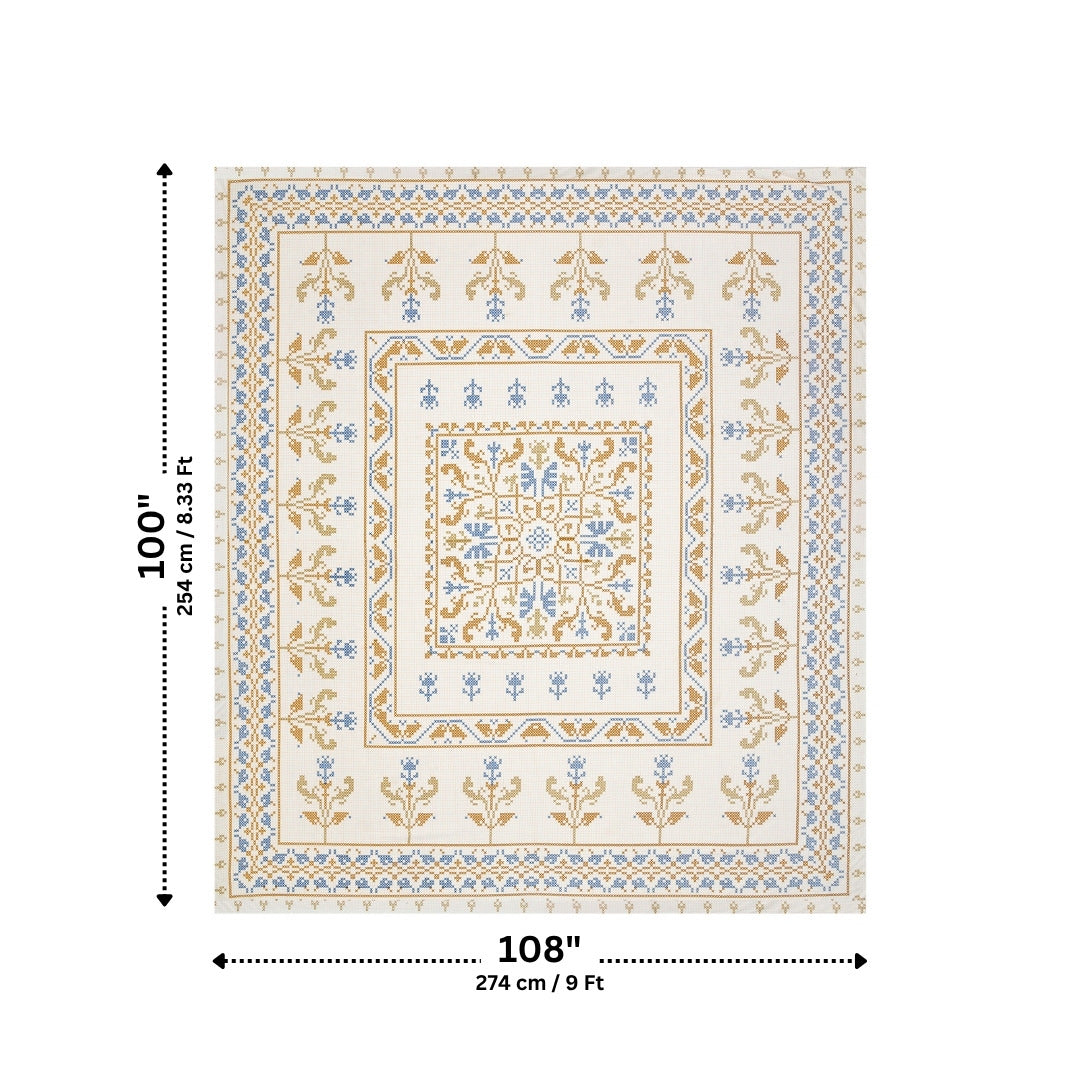 Regal Tulip Ocean & Mustard Pure Cotton King Size Bedsheet