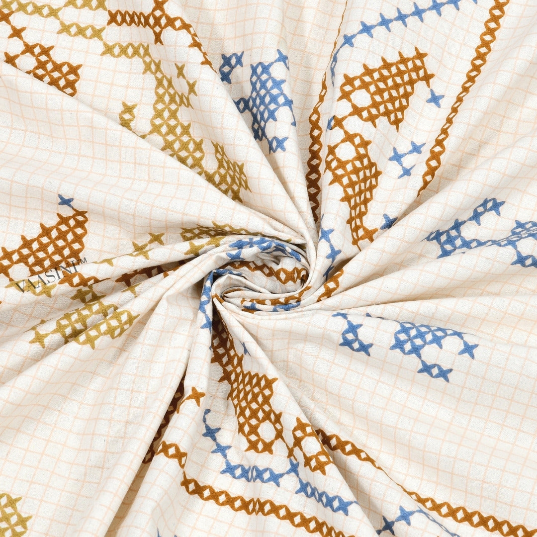 Regal Tulip Ocean & Mustard Pure Cotton King Size Bedsheet