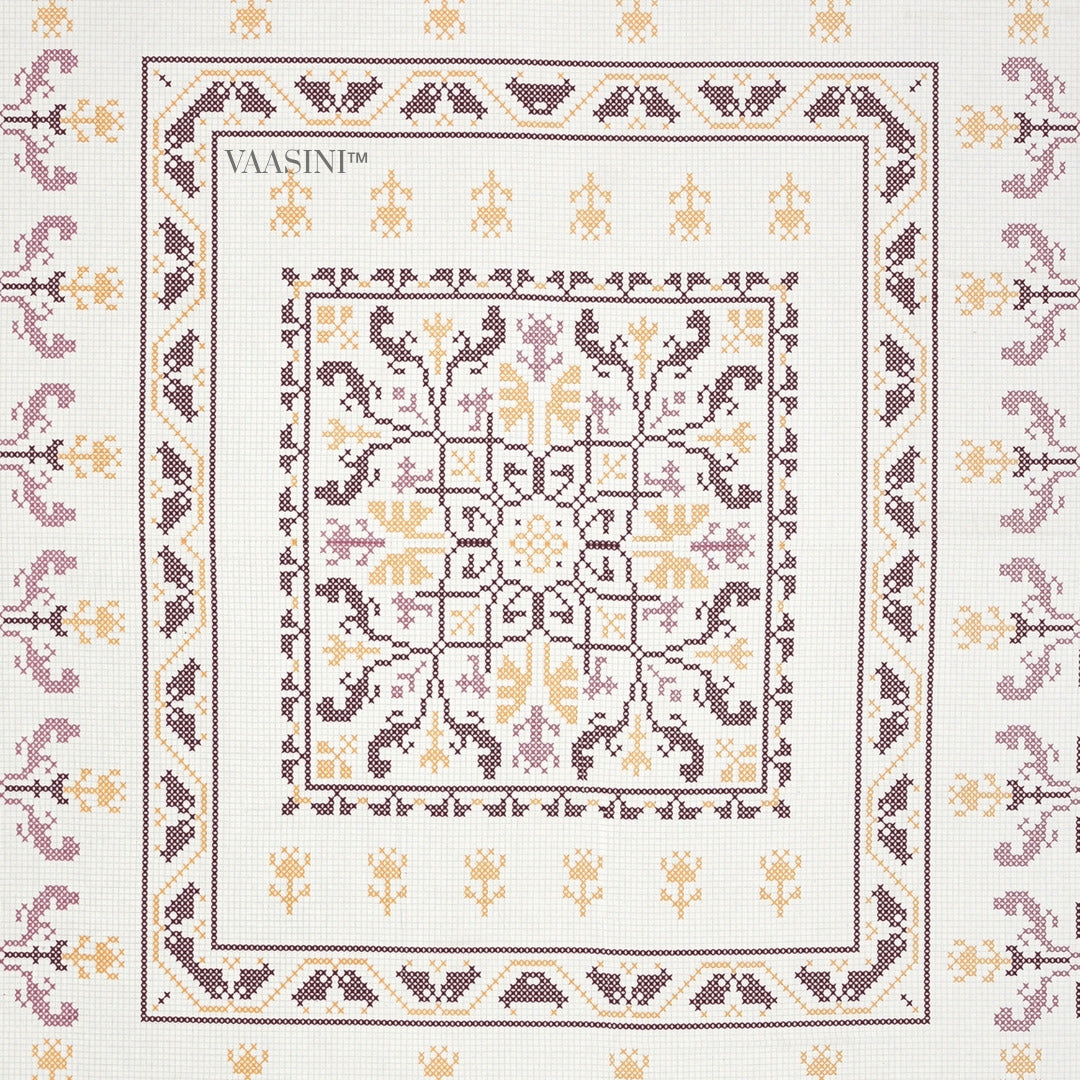 Regal Tulip Mauve & Wine Pure Cotton King Size Bedsheet